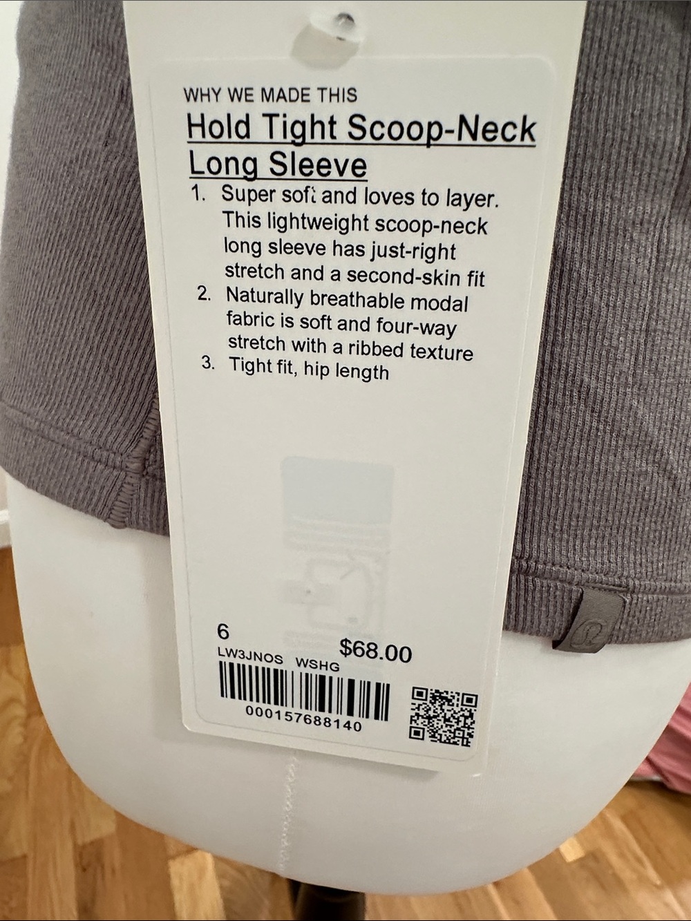 NWT Lululemon Hold Tight Scoop Neck Long-Sleeve Top - Taupe - Picture 4 of 4